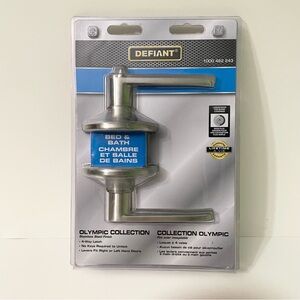 Defiant Locking Door Lever Knob Olympic Collection Stainless Bed / Bath